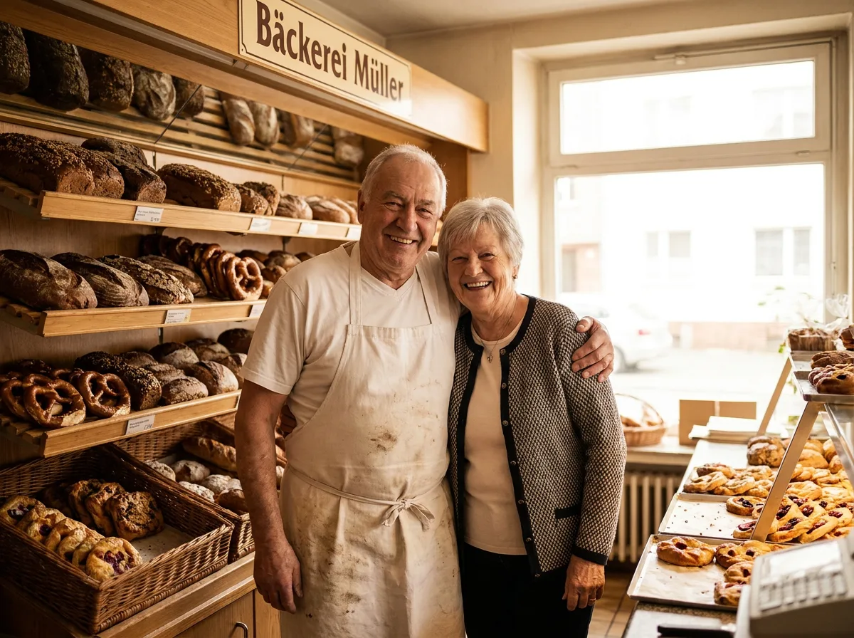 Bäckerei-Ehepaar in der eigenen Bäckerei